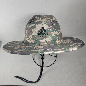 Adidas Golf Green Camo Wide-Brim Hat UV Protection Size S/M